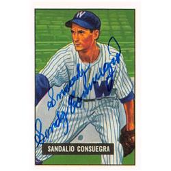 621486 Sandalio Consuegra Autographed Baseball Card - Washington Senators, 67 1951 Bowman - No.96 1986 CCC Reprint Series -  Autograph Warehouse
