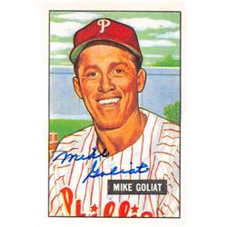 621524 Mike Goliat Autographed Baseball Card - Philadelphia Phillies, 67 1951 Bowman - No.77 1986 CCC Reprint Series -  Autograph Warehouse