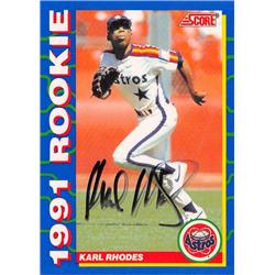 621622 Karl Rhodes Autographed Baseball Card - Houston Astros, Tuffy 1991 Score Rookie - No.32 -  Autograph Warehouse