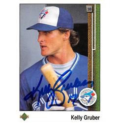 622734 Kelly Gruber Autographed Baseball Card - Toronto Blue Jays 1989 Upper Deck - No.575