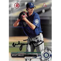 623041 Wyatt Mills Autographed Baseball Card - Seattle Mariners 2017 Bowman 1st Rookie - No.BD14