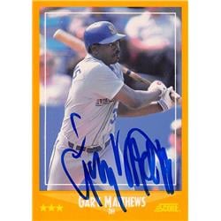 623060 Gary Matthews Autographed Baseball Card - Seattle Mariners 1988 Score - No.599