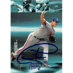 623104 Carl Pavano Autographed Baseball Card - Montreal Expos 1999 Skybox Thunder - No.109
