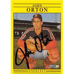 623132 John Orton Autographed Baseball Card - California Angels 1991 Fleer - No.320