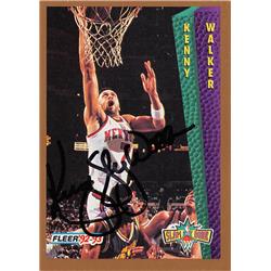 623373 Kenny Walker Autographed Basketball Card - New York Knicks, Sky 1992 Fleer - No.277