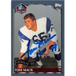 623902 Tom Mack Autographed Football Card - Los Angeles Rams, SC 1999 Topps Hall of Fame Inscribed HOF99 - No.HOF4
