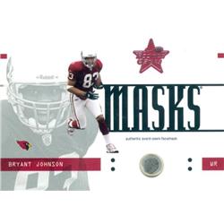 624823 Bryant Johnson Player Worn facemask piece Patch Football Card - Arizona Cardinals 2003 Leaf Rookies & Stars - No.RM19 LE 325-350