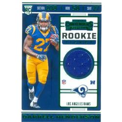 624947 Darrell Henderson Player Worn Jersey Patch Football Card - Los Angeles Rams 2019 Panini Contenders Rookie Ticket - No.RTS25