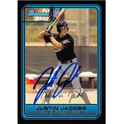 626073 Justin Jacobs Autographed Baseball Card - Florida Marlins 2006 Bowman 1st Rookie - No.DP40
