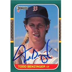 626146 Todd Benzinger Autographed Baseball Card - Boston Red Sox 1987 Donruss The Rookies - No.30