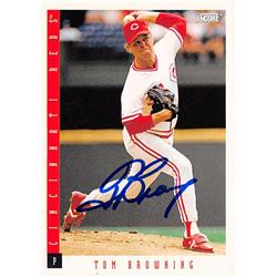 626236 Tom Browning Autographed Baseball Card - Cincinnati Reds 1993 Score - No.404