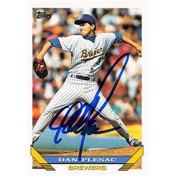 Dan Plesac Autographed Baseball Card - Milwaukee Brewers 1993 Topps - No.16