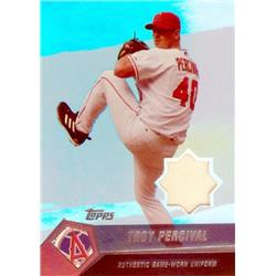 587646 Troy Percival Player Worn Jersey Patch Baseball Card - Anaheim Angels 2004 Topps Refractor - No.TP