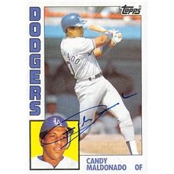 621719 Candy Maldonado Autographed Baseball Card - Los Angeles Dodgers 1984 Topps - No.244
