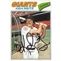 621806 Ken Reitz Autographed Baseball Card - San Francisco Giants 1977 Topps - No.297