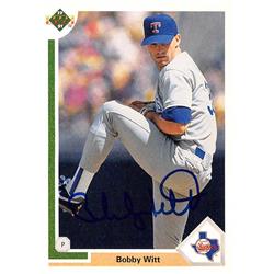 621991 Bobby Witt Autographed Baseball Card - Texas Rangers 1991 Upper Deck - No.627