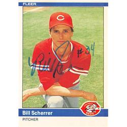 622094 Bill Scherrer Autographed Baseball Card - Cincinnati Reds 1984 Fleer - No.482