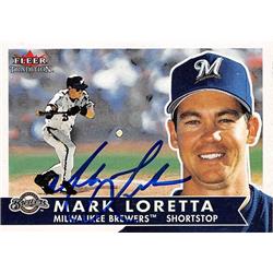 Mark Loretta Autographed Baseball Card - Milwaukee Brewers 2001 Fleer Tradition - No.127