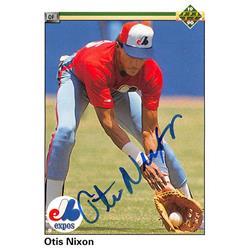623082 Otis Nixon Autographed Baseball Card - Montreal Expos 1990 Upper Deck - No.379