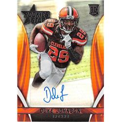 623932 Duke Johnson Autographed Football Card - Cleveland Browns 2015 Panini Rookies & Stars Refractor - No.RSDU