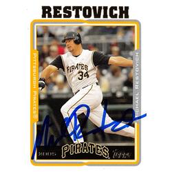 637352 Michael Restovich Autographed Baseball Card - Pittsburgh Pirates 2005 Topps - No.UH17
