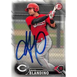637377 Alex Blandino Autographed Baseball Card - Cincinnati Reds 2016 Bowman Rookie - No.BP119