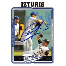 637426 Cesar Izturis Autographed Baseball Card - Los Angeles Dodgers 2005 Topps - No.223