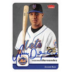 637530 Anderson Hernandez Autographed Baseball Card - New York Mets 2006 Fleer - No.210