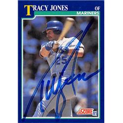 637543 Tracy Jones Autographed Baseball Card - Seattle Mariners 1991 Score - No.87