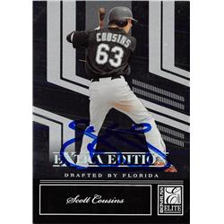 637683 Scott Cousins Autographed Baseball Card - Florida Marlins 2007 Donruss Elite Extra Rookie - No.51