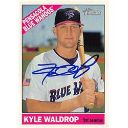 637735 Kyle Waldrop Autographed Baseball Card - Pensacola Blue Wahoos, Cincinnati Reds 2015 Topps Heritage Rookie - No.102