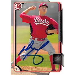 637768 Nick Traveiso Autographed Baseball Card - Cincinnati Reds 2015 Bowman Rookie - No.BP82