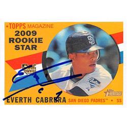 637837 Everth Cabrera Autographed Baseball Card - San Diego Padres 2009 Topps Heritage - No.568 Rookie Star