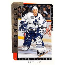638598 Dave Ellett Autographed Hockey Card - Toronto Maple Leafs NJ Devils 1996 Pinnacle Be A Player - No.177
