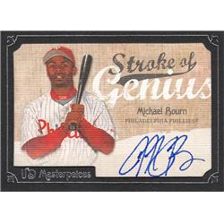 650779 Michael Bourn Autographed Baseball Card - Philadelphia Phillies 2007 Upper Deck Masterpieces Stroke of Genius - No.SGMB