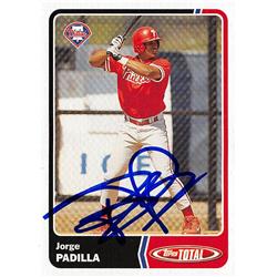 650889 Jorge Padilla Autographed Baseball Card - Philadelphia Phillies, FT 2003 Topps Total - No.537