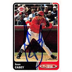 650902 Sean Casey Autographed Baseball Card - Cincinnati Reds, FT 2003 Topps Total - No.83