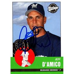 Jeff DAmico Autographed Baseball Card - Milwaukee Brewers, FT 2001 Upper Deck Vintage - No.187