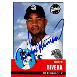650993 Ruben Rivera Autographed Baseball Card - San Diego Padres, FT 2001 Upper Deck Vintage - No.293