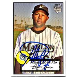 651244 Alejandro De Aza Autographed Baseball Card - Florida Marlins, FT 2007 Topps 52 Rookie - No.23