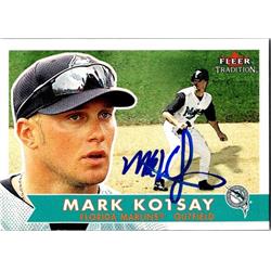 651323 Mark Kotsay Autographed Baseball Card - Florida Marlins, FT 2001 Fleer Tradition - No.217