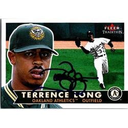 651370 Terrence Long Autographed Baseball Card - Oakland Athletics, FT 2001 Fleer Tradition - No.207