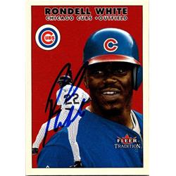 651407 Rondell White Autographed Baseball Card - Chicago Cubs, FT 2000 Fleer Tradition - No.U129