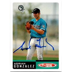 651424 Adrian Gonzalez Autographed Baseball Card - Florida Marlins, FT 2002 Topps Total - No.47