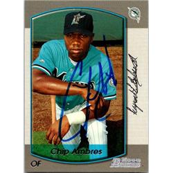 651526 Chip Ambres Autographed Baseball Card - Florida Marlins FT 2000 Bowman - No.179