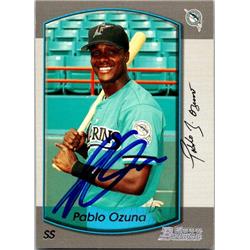 651536 Pablo Ozuna Autographed Baseball Card - Florida Marlins, FT 2000 Bowman - No.216