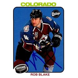 651665 Rob Blake Autographed Hockey Card - Colorado Avalanche 2001 Upper Deck Vintage - No.63