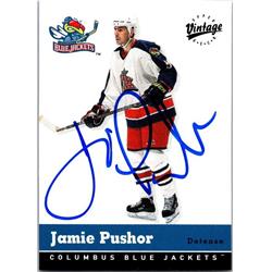 Jamie Pushor Autographed Hockey Card - Columbus Blue Jackets, FT 2000 Upper Deck Vintage - No.107