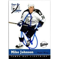 Mike Johnson Autographed Hockey Card - Tampa Bay Lightning, FT 2000 Upper Deck Vintage - No.323