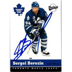 651927 Sergei Berezin Autographed Hockey Card - Toronto Maple Leafs, FT 2000 Upper Deck Vintage - No.335